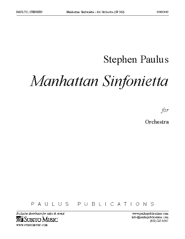 Manhattan Sinfonietta for Orchestra - Click Image to Close